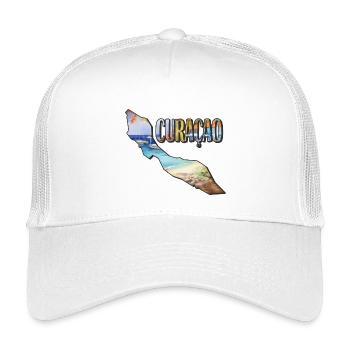 Carte aquarelle Curaçao - Casquette trucker enfant - blanc - Devant