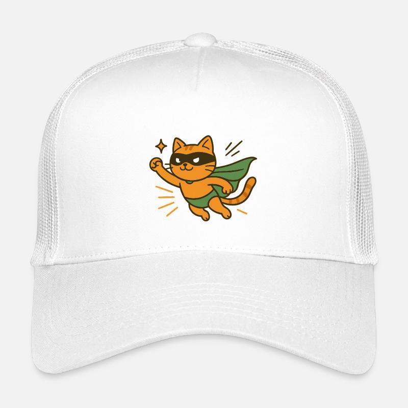 Orangefarbener Superhelden-Katzenumhang - Kinder Trucker-Cap - Weiß