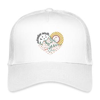 Adventure Awaits – Inspired by 70s Travel Posters - Kids’ Trucker Cap - white - Front