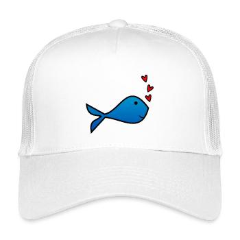 FISCH. VALENTINSTAG. HERZ. ICH LIEBE DICH. ICH LIEBE - Kinder Trucker-Cap - Weiß - Vorne
