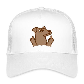 Dog shows the middle finger - Kids’ Trucker Cap - white - Front