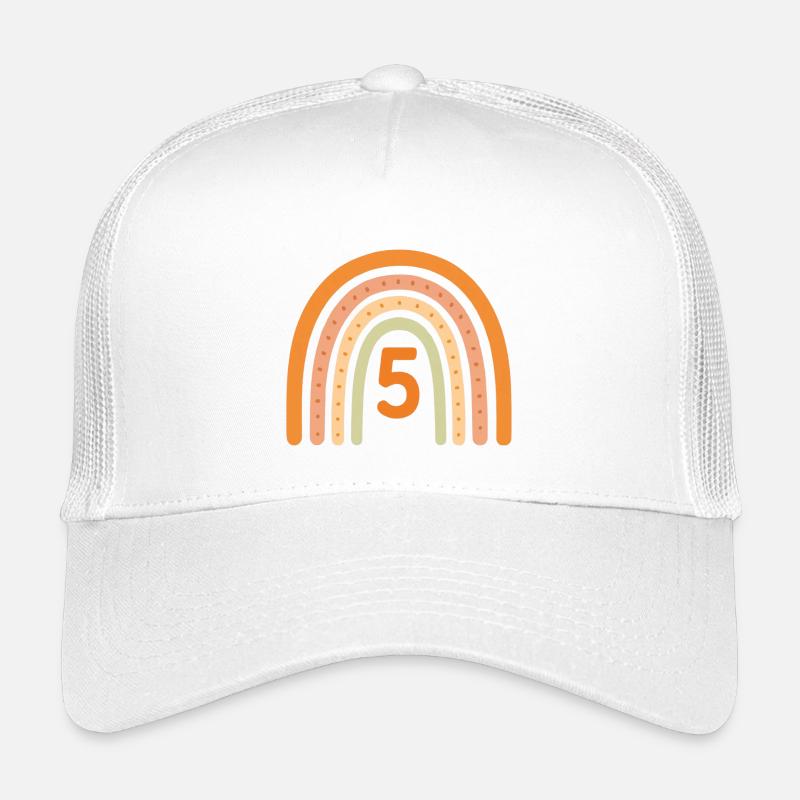 5. Geburtstag Regenbogen - Kinder Trucker-Cap - Weiß