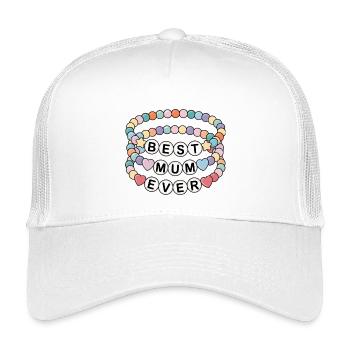Meilleure maman de tous les temps - collier de perles pour la fête des mères - Casquette trucker enfant - blanc - Devant