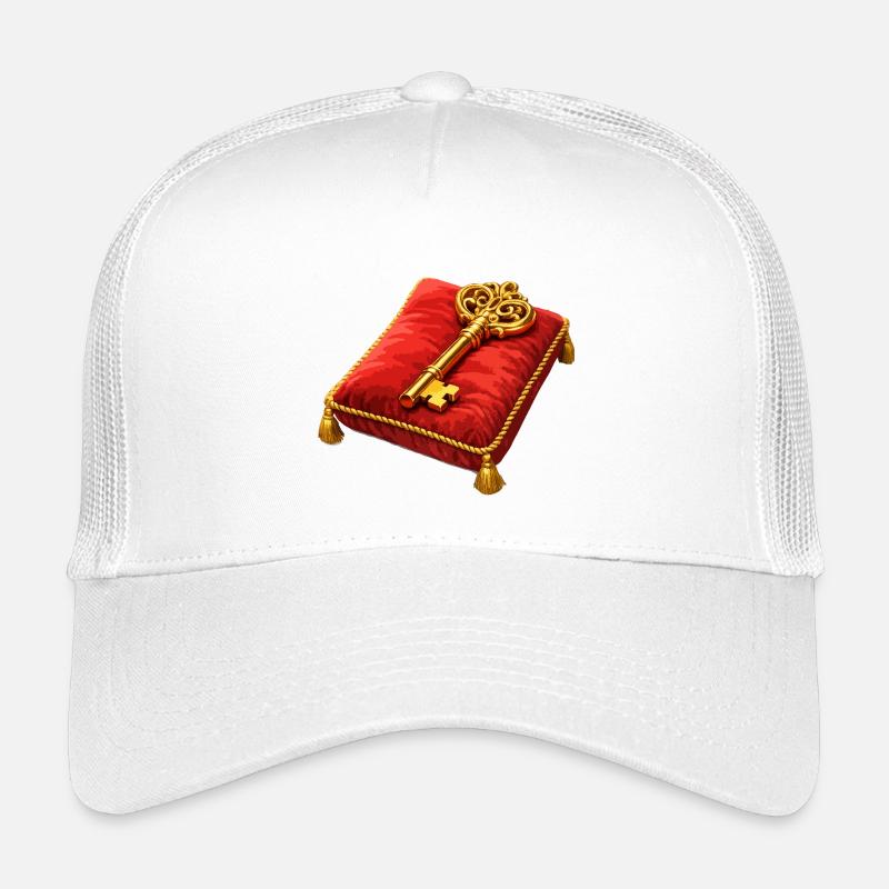 Golden Key on Red Cushion Kids’ Trucker Cap