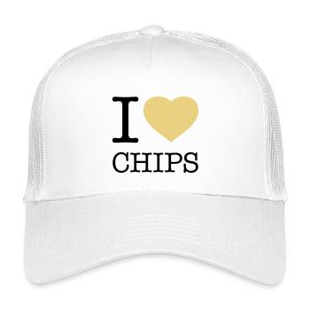 I LOVE CHIPS - Kinder Trucker-Cap - Weiß - Vorne