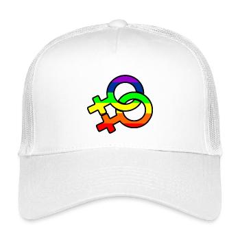 Gender-Lesben-Logo mit Regenbogen - Kinder Trucker-Cap - Weiß - Vorne