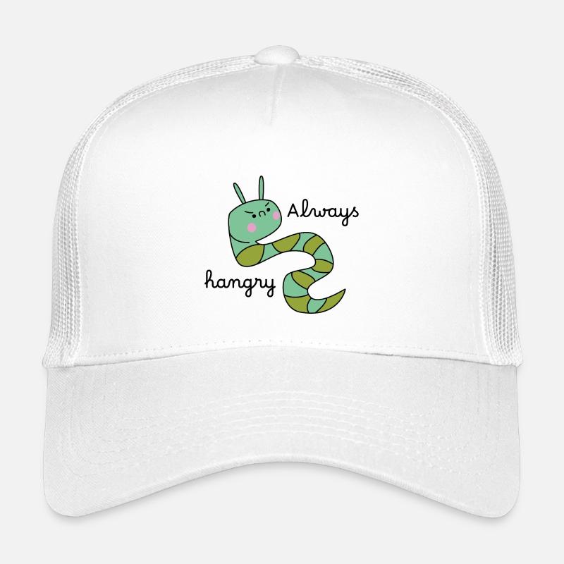 Grumpy Caterpillar – Lustige Cartoon-Raupe - Kinder Trucker-Cap - Weiß