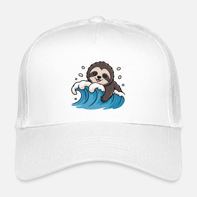 Sloth Surf on Ocean Wave Kids’ Trucker Cap