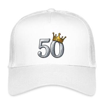 Idée cadeau couronne d’or 50e anniversaire - Casquette trucker enfant - blanc - Devant
