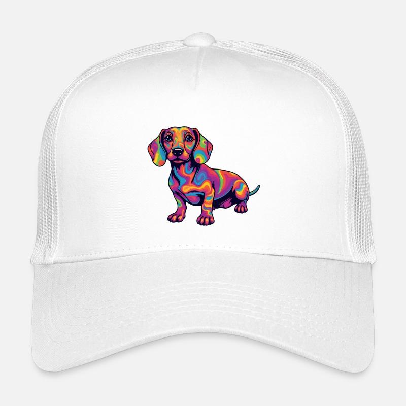 Psychedelischer Dackel Farbexplosion Pop Art  - Kinder Trucker-Cap - Weiß