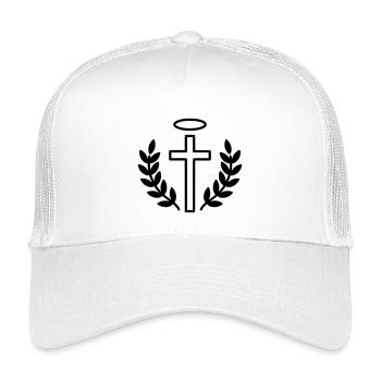 Christliches Kreuz mit Heiligenschein & Lorbeer - Kinder Trucker-Cap - Weiß - Vorne