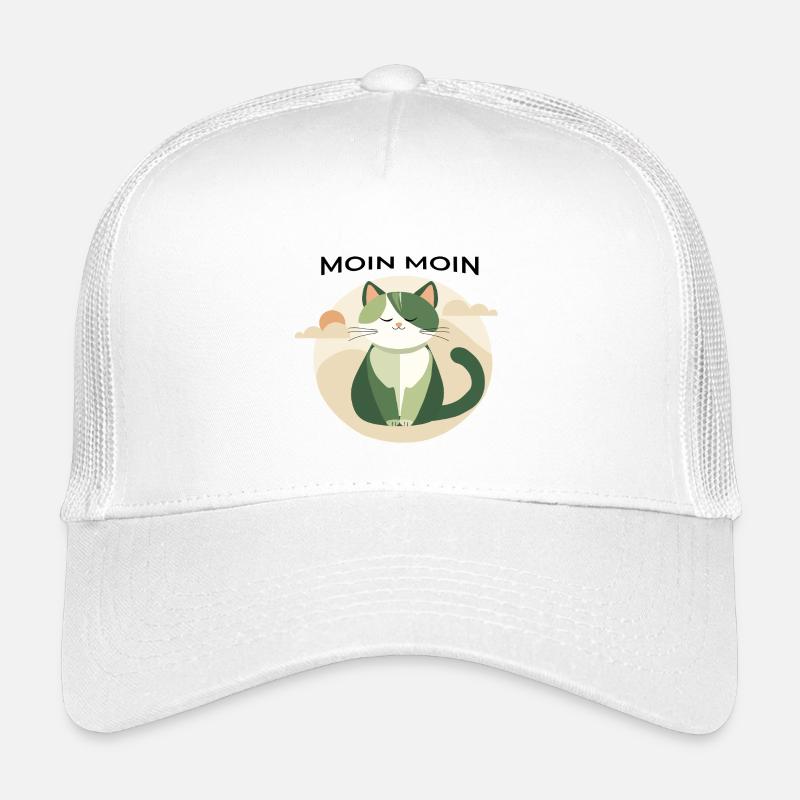 Moin moin - Katze mit Norddeutscher Begrüßung - Kinder Trucker-Cap - Weiß