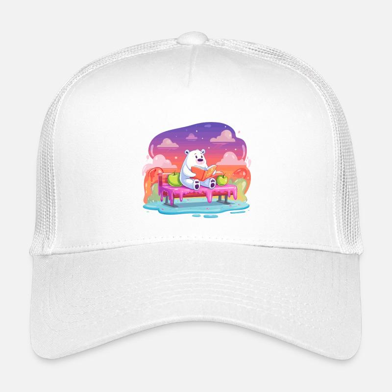 Lesender Eisbär im Farbtraum Kinder Trucker-Cap
