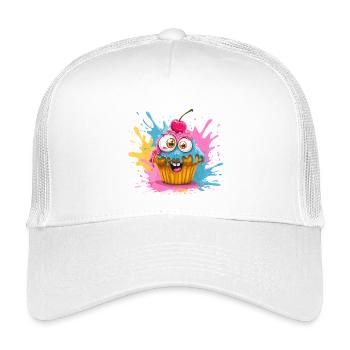 Colorful cupcake with googly eyes - Kids’ Trucker Cap - white - Front