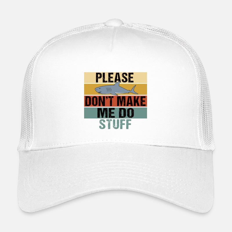 Funny Shark Retro Please Dont Make Me Do Stuff Kids’ Trucker Cap