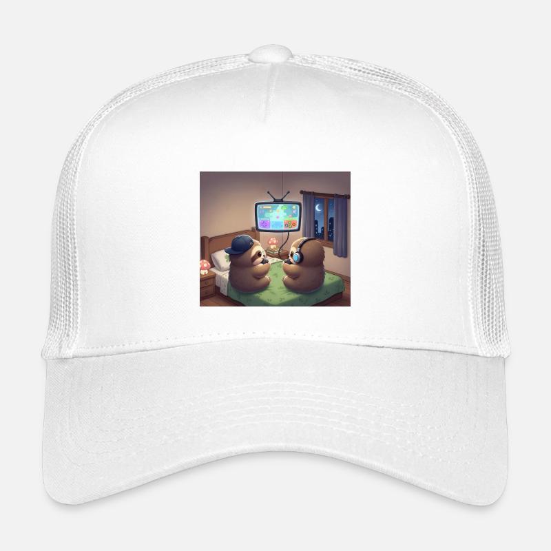 Sloth Night Gamer - Kinder Trucker-Cap - Weiß