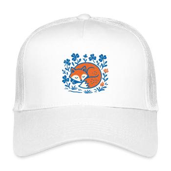 Schlafender Fuchs im Blumen-Nachtgarten - Kinder Trucker-Cap - Weiß - Vorne