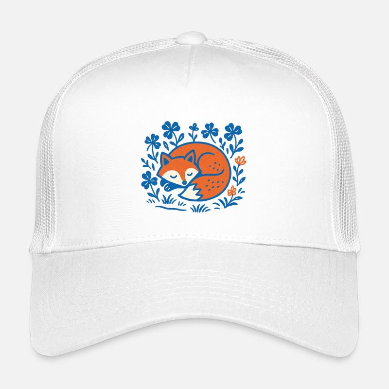 Sleeping Fox in Floral Night Garden Kids’ Trucker Cap