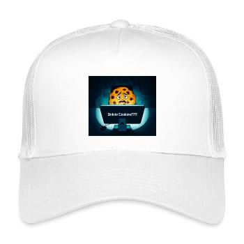 Shy Cookie at Computer - Kids’ Trucker Cap - white - Front
