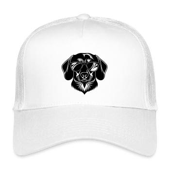 Dackel Hundekopf mit Sonnenbrille - Kinder Trucker-Cap - Weiß - Vorne
