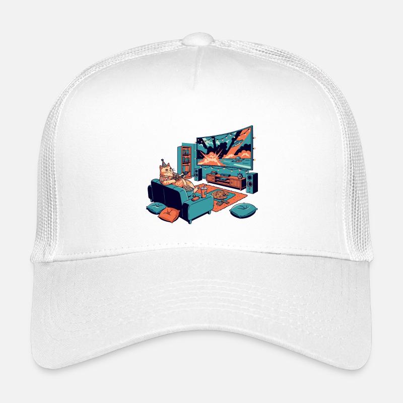 Cinéma de chat dans le salon Chat de cinéma Chat chillout Casquette trucker enfant