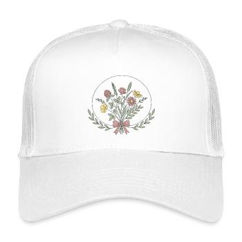 Boho Blumen Blumen Linienzeichnung - Kinder Trucker-Cap - Weiß - Vorne