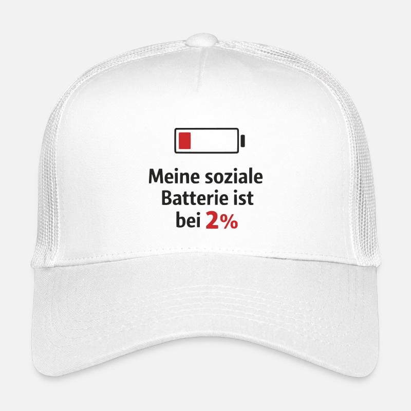 Soziale Batterie bei 2 Prozent - Kinder Trucker-Cap - Weiß