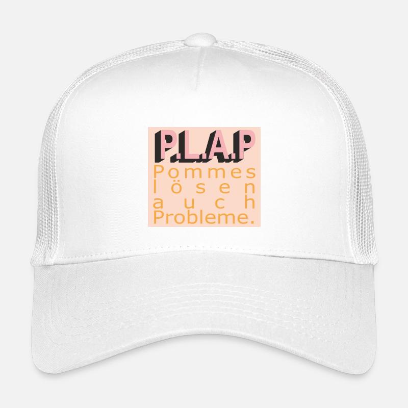 PLAP Pommes Probleme Typo - Kinder Trucker-Cap - Weiß