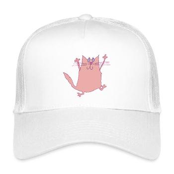 Crazy Cat in Pink - Kids’ Trucker Cap - white - Front