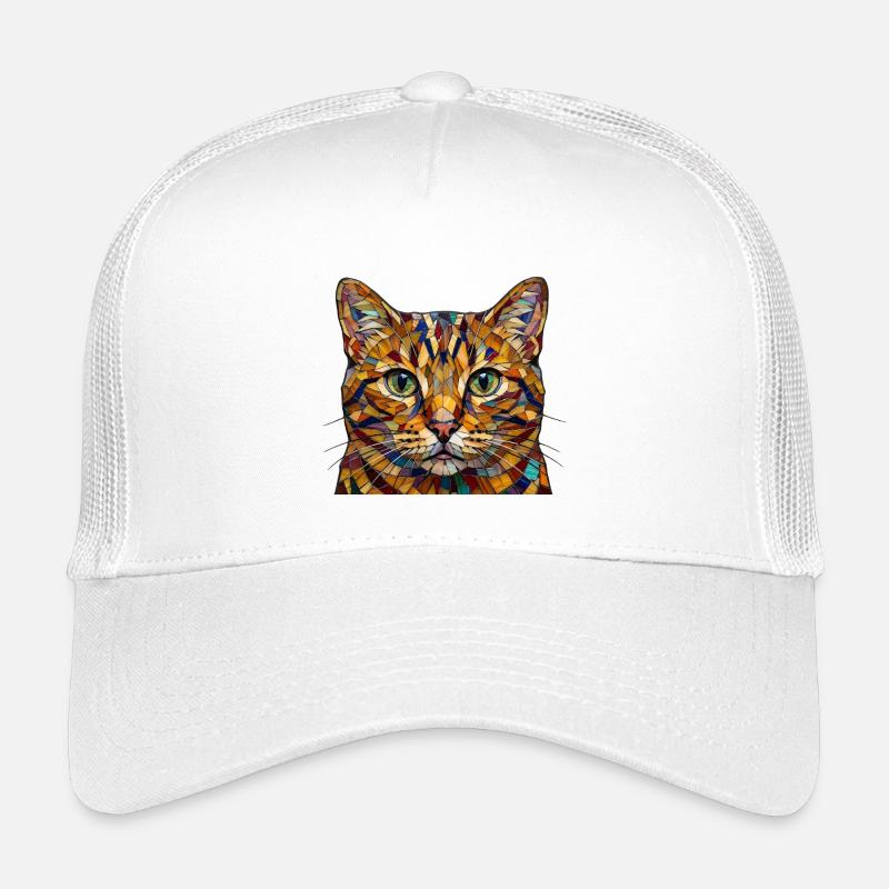 Katze in buntem Mosaikmuster in Regenbogenfarben Kinder Trucker-Cap