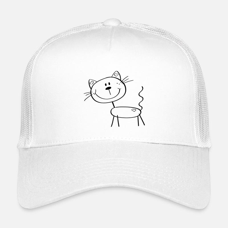 Lustige Strichmännchen Katze - Comic - Katzen - Kinder Trucker-Cap - Weiß