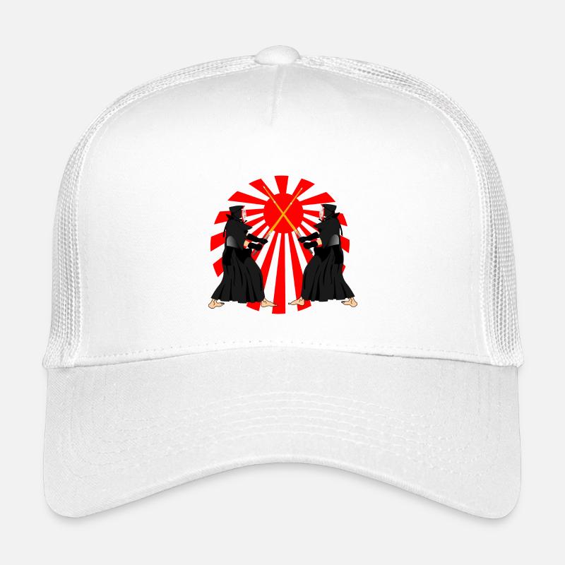Kendo zwei Kendoka im Kampfmodus mit roter Sonne Kinder Trucker-Cap