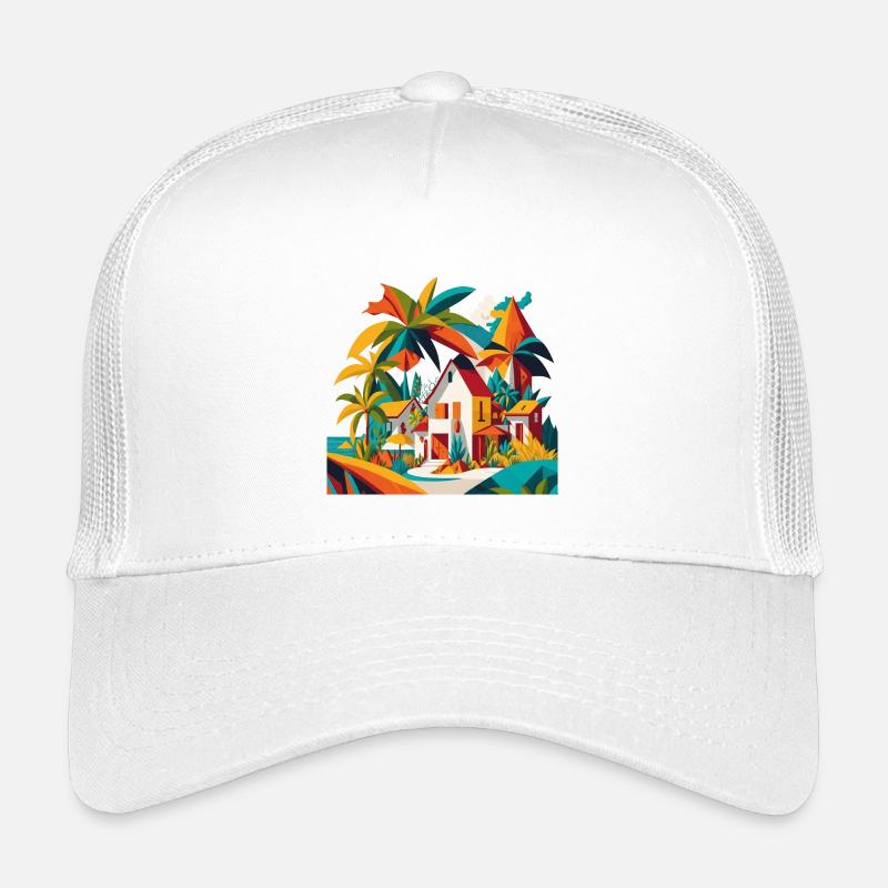 House under palm trees by the sea Kids’ Trucker Cap