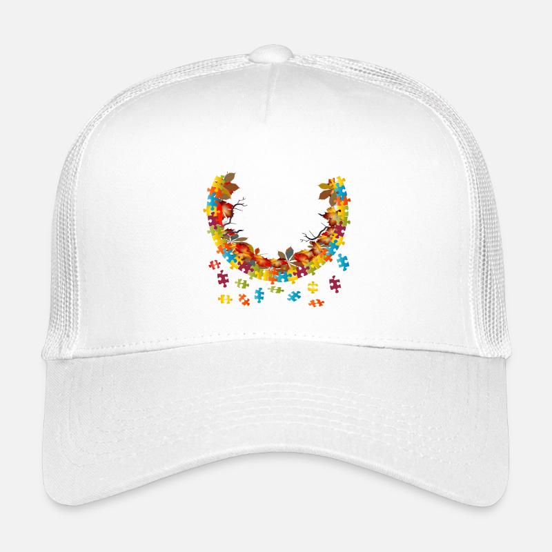 bunter Herbst Rahmen mit Herbst Laub Puzzleteile Kinder Trucker-Cap