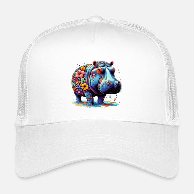 Nilpferd - Kinder Trucker-Cap - Weiß