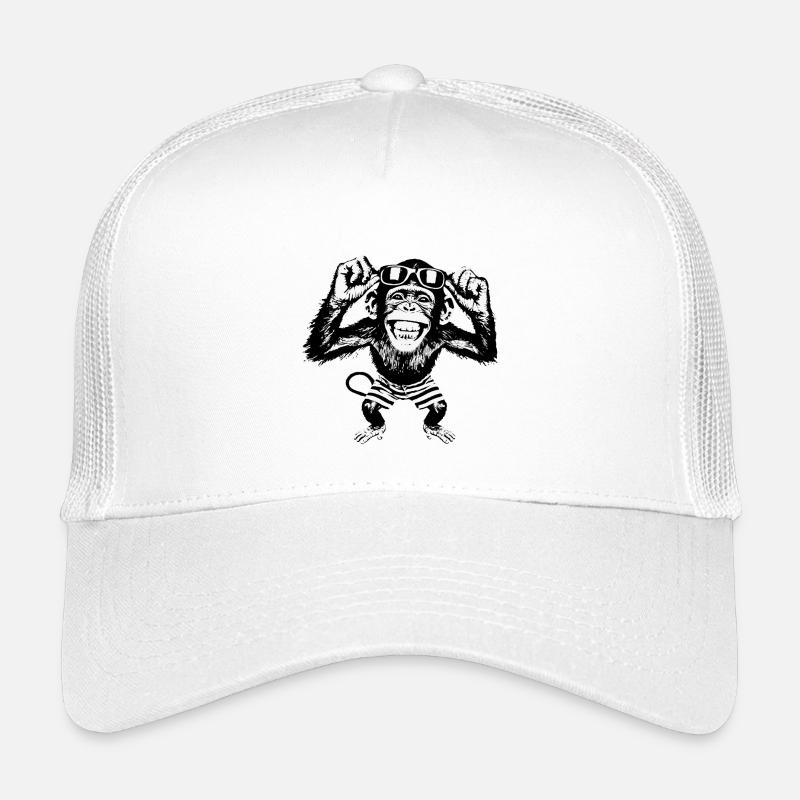 Grinsender Affe mit Sonnenbrille - Kinder Trucker-Cap - Weiß