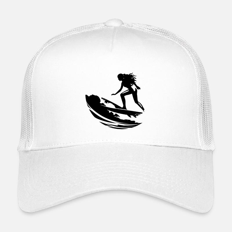 Weiblicher Surfer - Kinder Trucker-Cap - Weiß