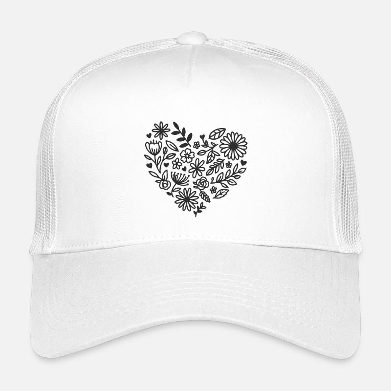 Floral Heart Pattern for Elegant Apparel Kids’ Trucker Cap