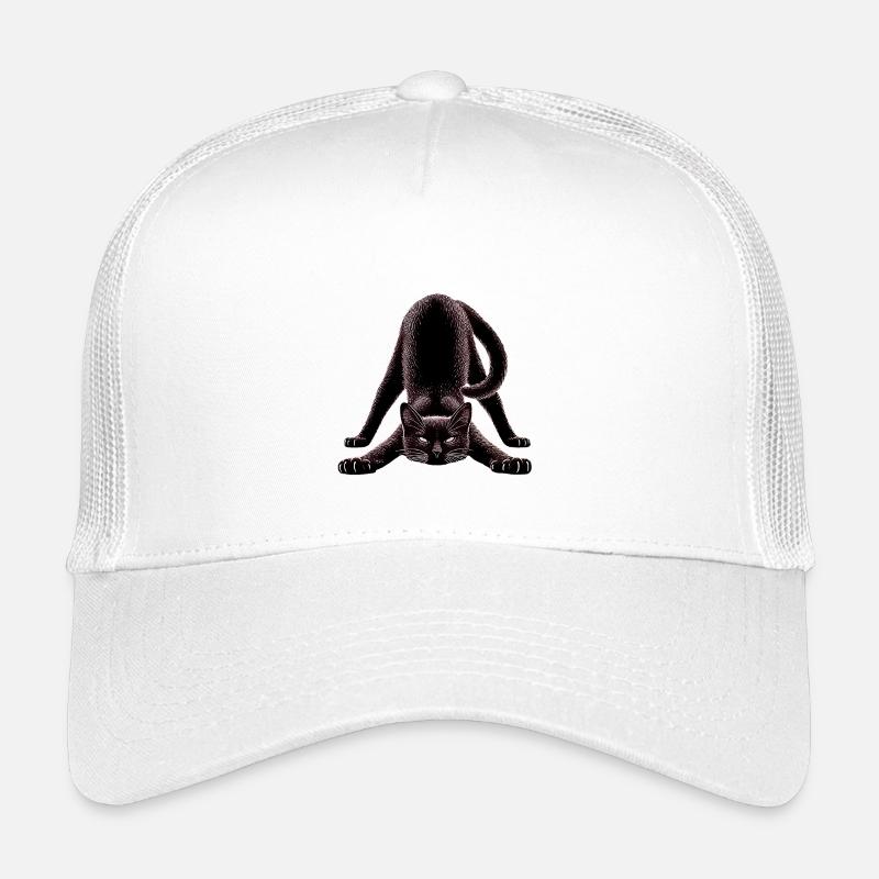 Schwarze Katze in Yoga-Pose - Kinder Trucker-Cap - Weiß