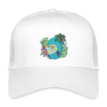 Tropical Ocean Wave with Palms – Summer Art - Kinder Trucker-Cap - Weiß - Vorne