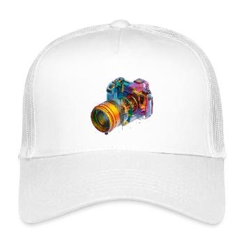 Regenbogenkamera als CAD-Design in Farbexplosion - Kinder Trucker-Cap - Weiß - Vorne