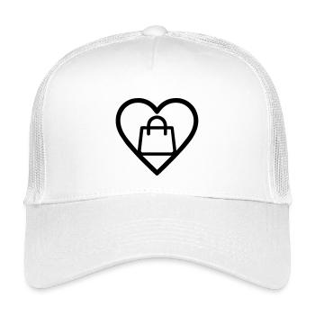 Herz + Shopping – Shopping-Liebhaber - Kinder Trucker-Cap - Weiß - Vorne