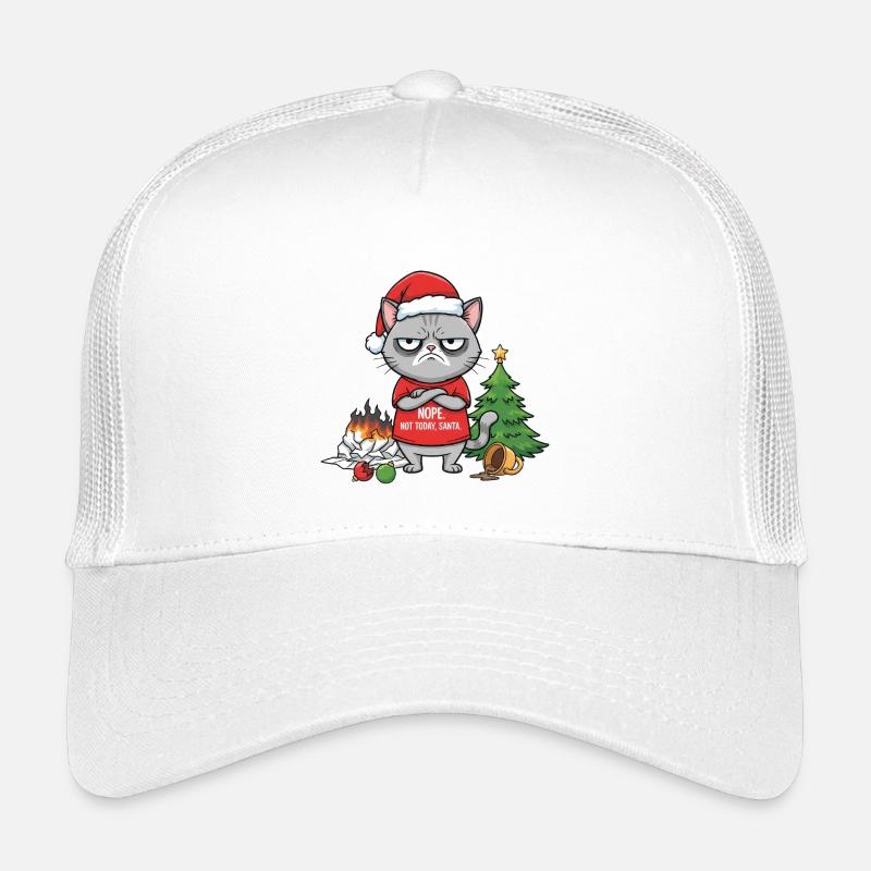 Grimmiger Weihnachtskater verweigert Santa Kinder Trucker-Cap