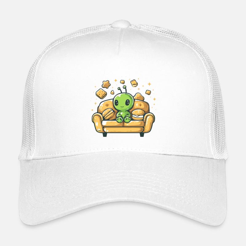 Kuscheliger Alien auf sonnigem Sofa Kinder Trucker-Cap