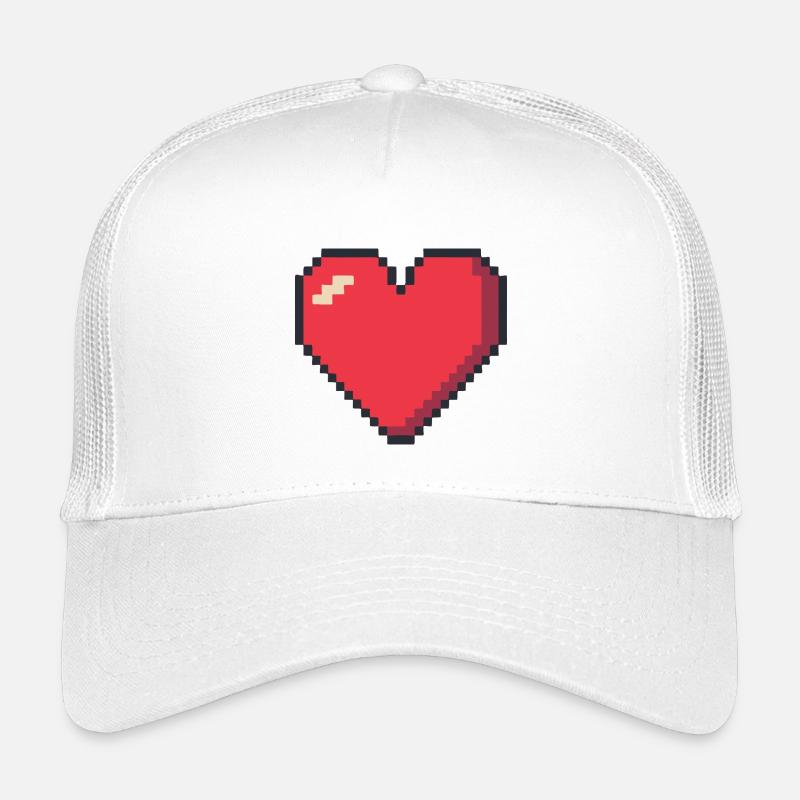 Cœur rouge pixel art rétro 8 bits Casquette trucker enfant