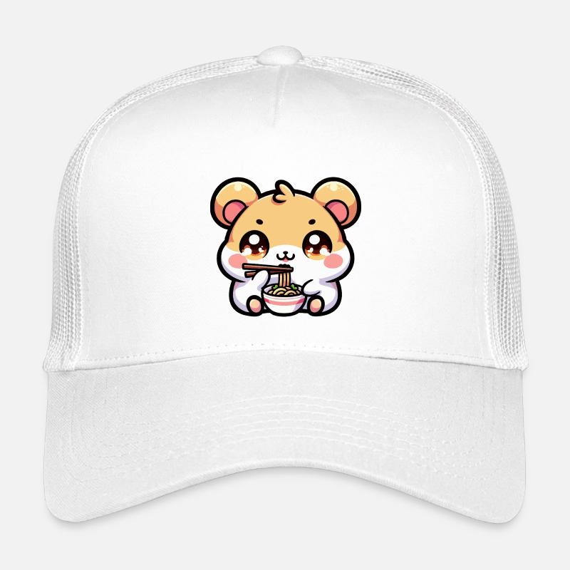 Kawaii Hamster isst Ramen - Kinder Trucker-Cap - Weiß