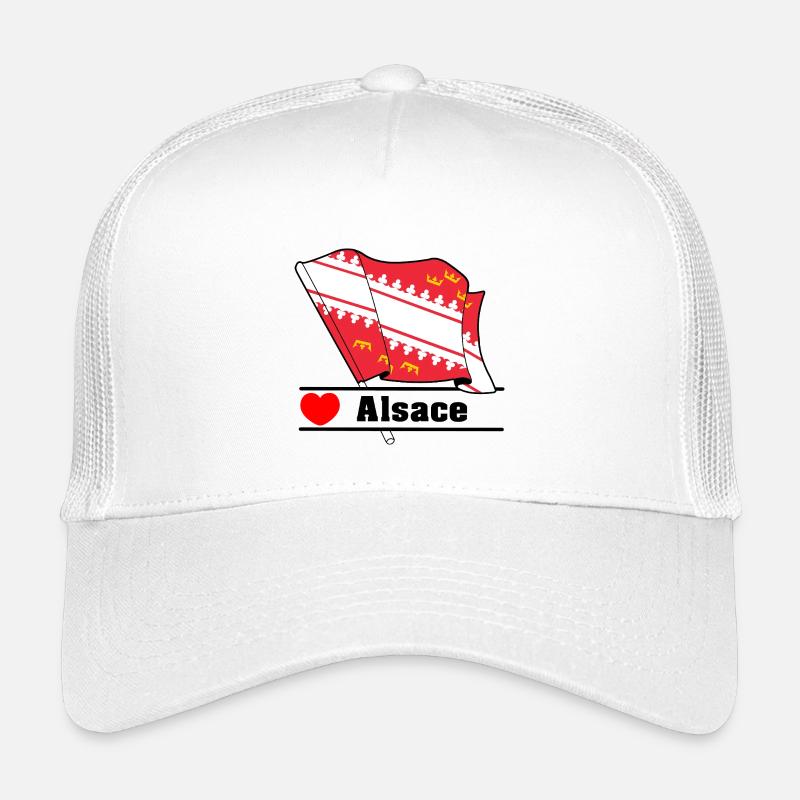 Drapeau d’Alsace + cœur + texte « Alsace » Casquette trucker enfant