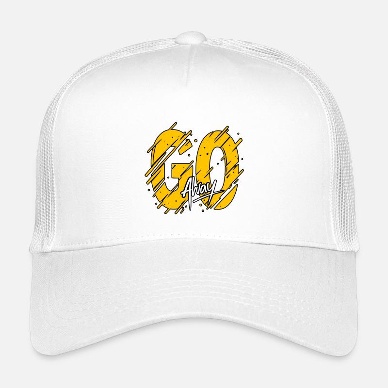 GO Away Typography Grunge Poster – Bold Yellow Tex Kids’ Trucker Cap