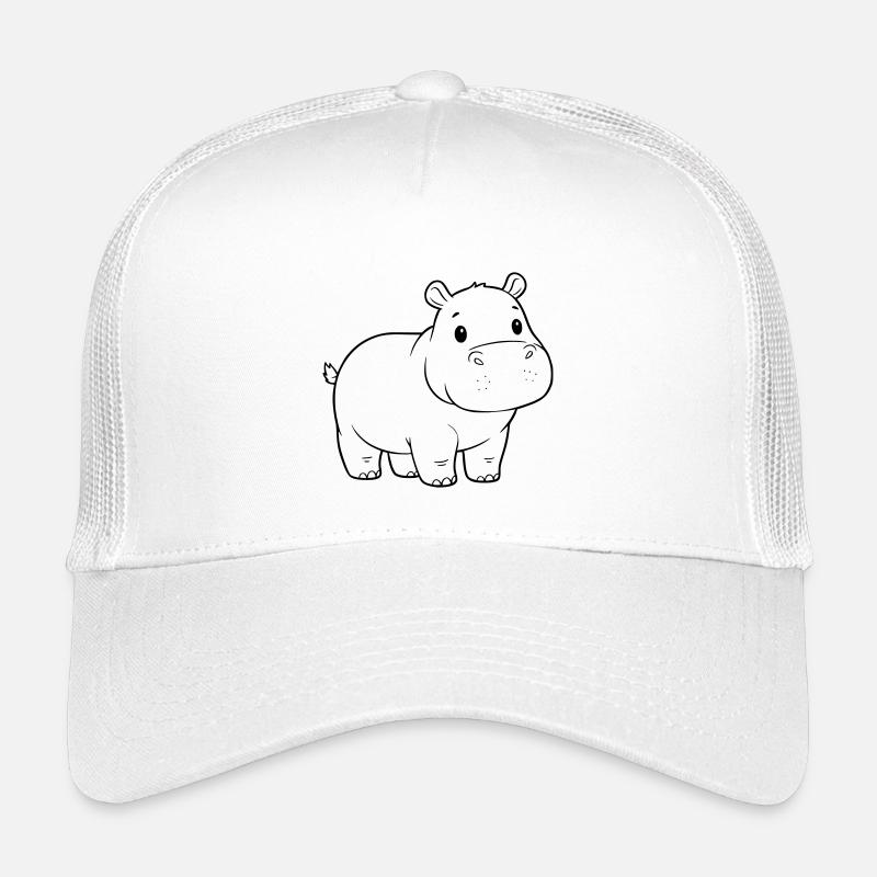 Süßes Baby Nilpferd Comic Outline Kinder Trucker-Cap