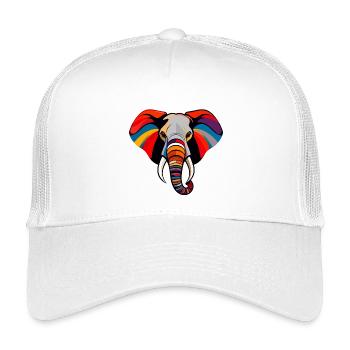 Art coloré de tête d’éléphant Motif pop art d’éléphant - Casquette trucker enfant - blanc - Devant